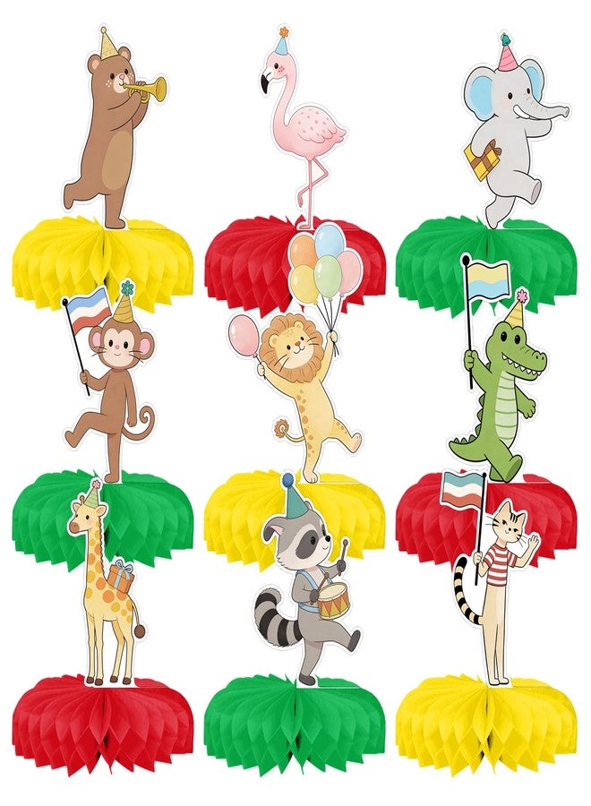 CYUXING 9Pcs Animal Parade Party Honeycomb Centerpieces Set - Safari Honeycomb Centerpieces for Table | Wild Animal Parade Theme Party Supplies | Easy Setup Jungle & Zoo Baby Shower Decorations - Image 1