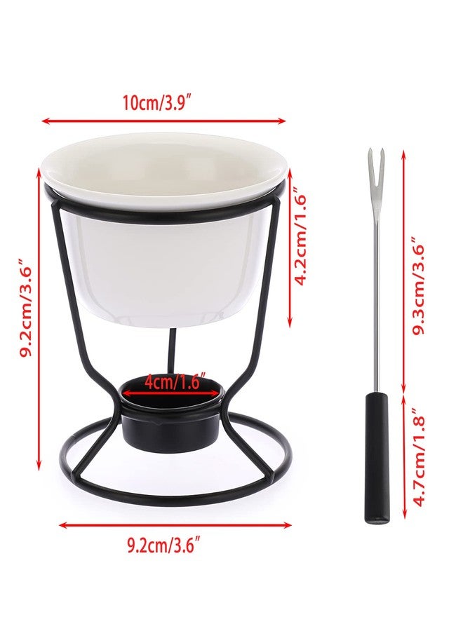 BSTKEY Ceramic Butter Warmer Set, Fondue Pot Melting Pot Set, Melt Hot Pot Round Bowl Set For Cheese Chocolate Butter Caramel, with 2 Dipping Forks - Image 2
