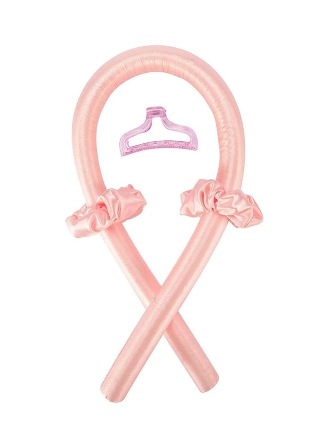 NIBEMINENT DIY Headband Silk Heatless Hair Curlers Pink - Image 1