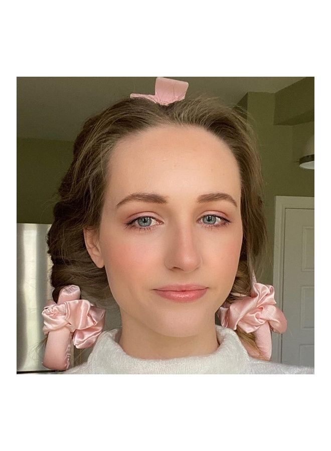 NIBEMINENT DIY Headband Silk Heatless Hair Curlers Pink - Image 3