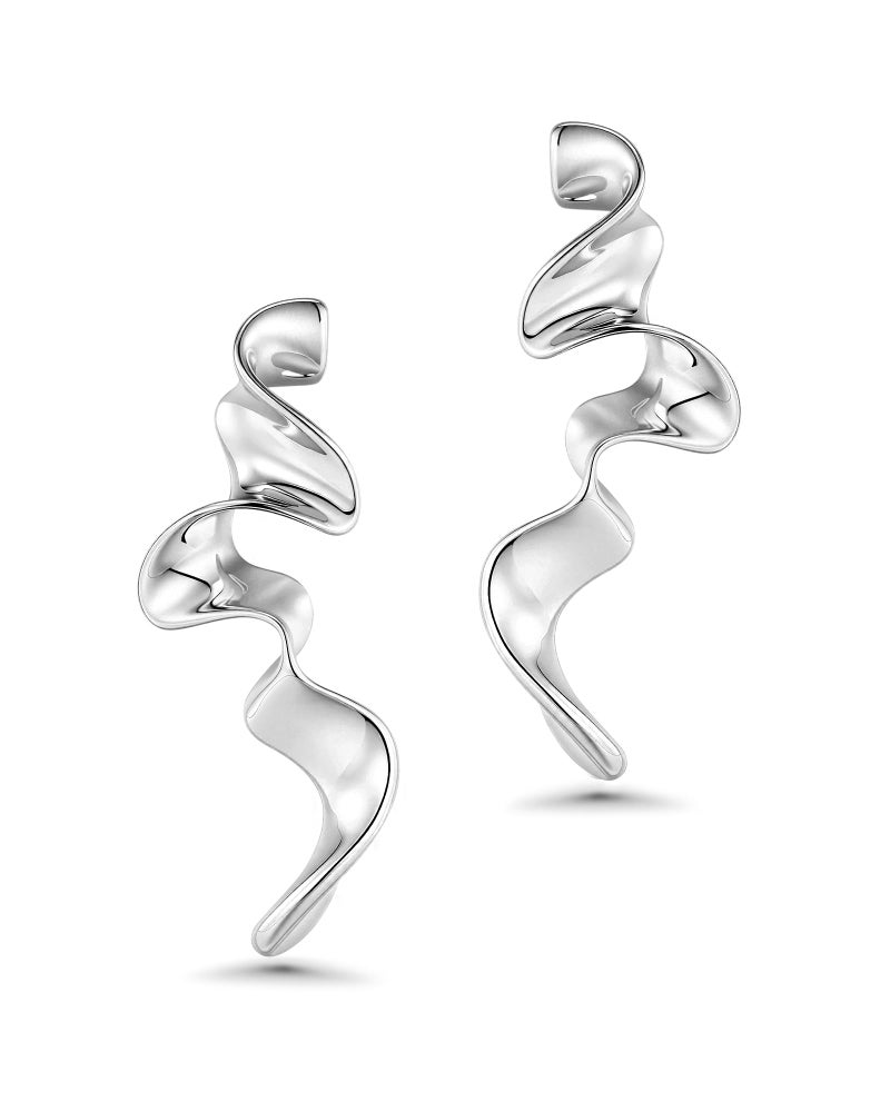 SNGIA Big Silver Plated Spiral Dressy Fashion Geometric Statement Earrings for Women by SNGIA, Large Chunky Trendy Vintage Drop Dangle Boho Earrings Jewelry Gifts. - Image 1