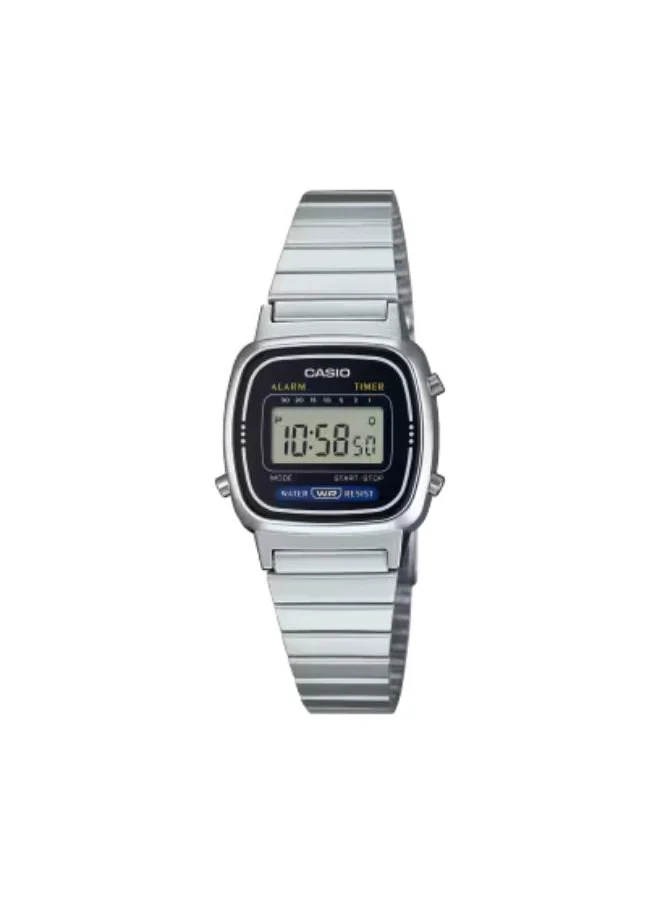 CASIO Women's Digital Display Watch With Silver Stainless Steel Strap - LA670WD-1DF