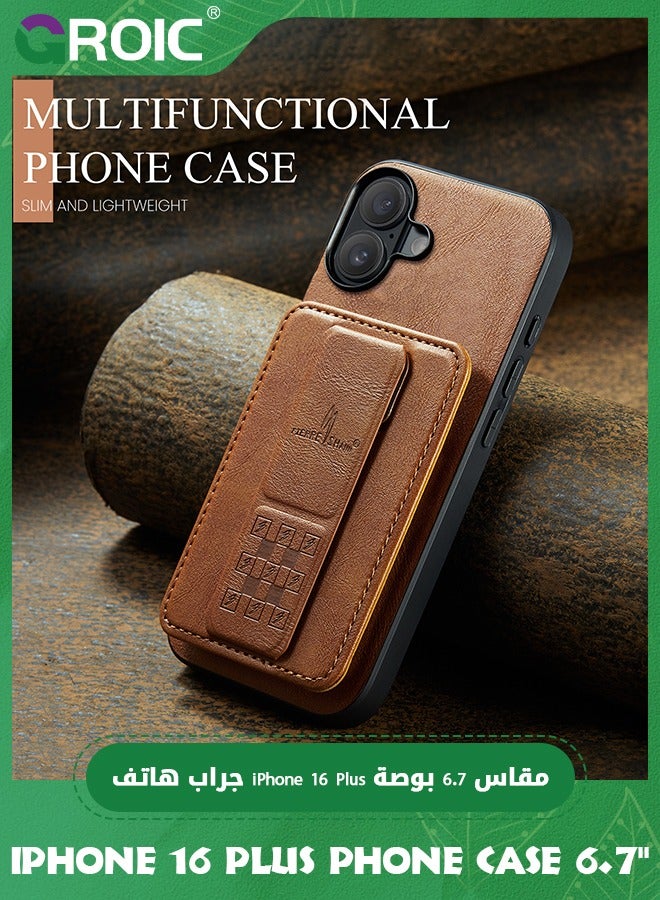 GROIC تصميم لحافظة آيفون 16 بلس 6.7 بوصة حافظة محفظة مع فيلم حماية عدسة الكاميرا ، حافظة محفظة قابلة للطي مع حاملة للوقوف ، ماغسيف مغناطيسي ، فتحات لحامل البطاقة غطاء حماية كامل - Image 3