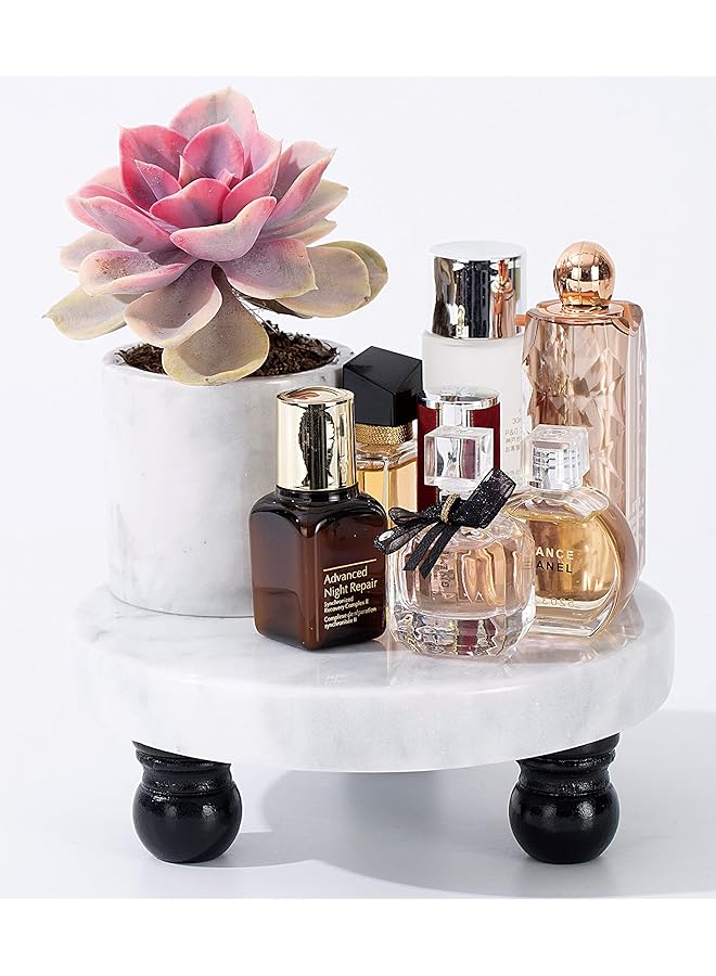 إيروريكس حامل رخامي مزخرف من Fasolahome لعرض ديكورات المنزل والحمام والمطبخ، حامل رخامي جميل يعرض ديكوراتك بشكل فريد، صينية رخامية مثالية لإضافة بعض الجمال إلى - Image 1