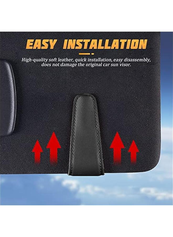 Generic Leather Sunglasses Holder for Car Sun Visor, Magnetic Eyeglasses Hanger with Ticket Card Clip, Auto Interior Accessory for SUV Pickup Truck (Beige)  - Image 2