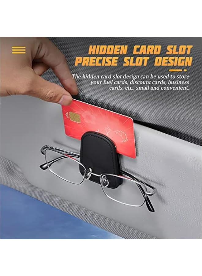 Generic Leather Sunglasses Holder for Car Sun Visor, Magnetic Eyeglasses Hanger with Ticket Card Clip, Auto Interior Accessory for SUV Pickup Truck (Beige)  - Image 4