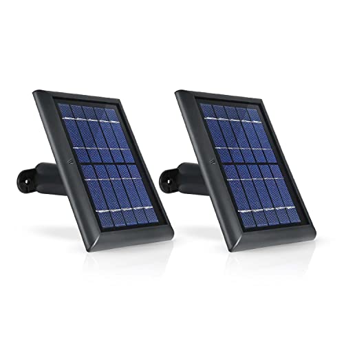 Wasserstein Solar Panel Compatible with Ring Spotlight Cam/Plus/Pro Battery, Stick Up Cam/Pro & Outdoor Cam Plus Battery - Continuous Power for Ring Surveillance Camera (2-Pack, Black) - Image 1