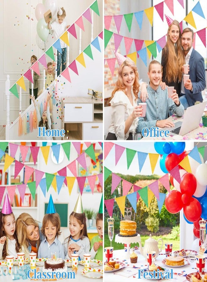 LEBERY 48 Flags Pennant Banner Flags Pastel Bunting Triangle Banner Rainbow Flags Hanging String Burlap Pennant Banners Garland for Outdoor Birthday Classroom Carnival Graduation Easter Patriotic Party Decor - Image 4