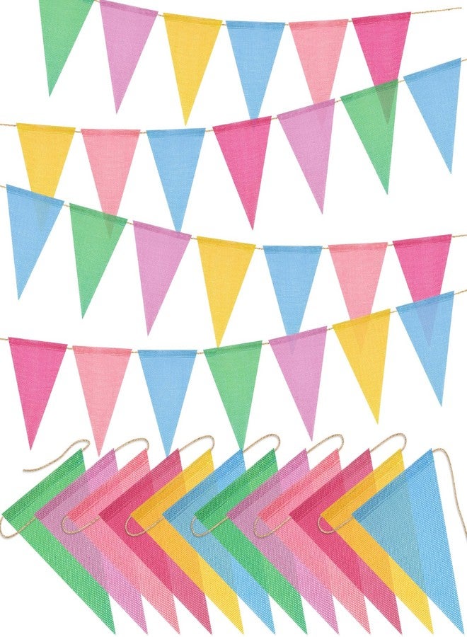 LEBERY 48 Flags Pennant Banner Flags Pastel Bunting Triangle Banner Rainbow Flags Hanging String Burlap Pennant Banners Garland for Outdoor Birthday Classroom Carnival Graduation Easter Patriotic Party Decor - Image 1