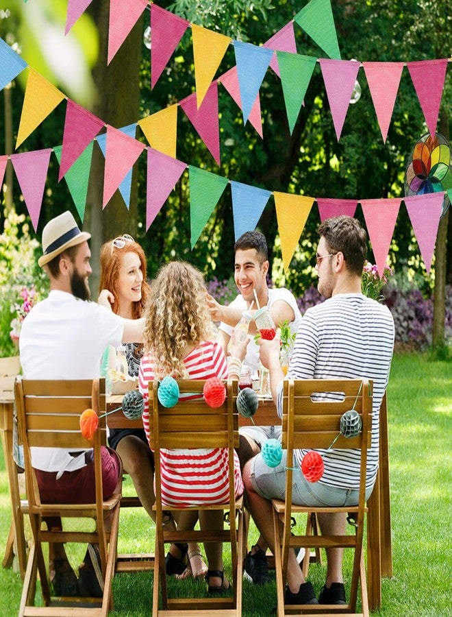 LEBERY 48 Flags Pennant Banner Flags Pastel Bunting Triangle Banner Rainbow Flags Hanging String Burlap Pennant Banners Garland for Outdoor Birthday Classroom Carnival Graduation Easter Patriotic Party Decor - Image 2