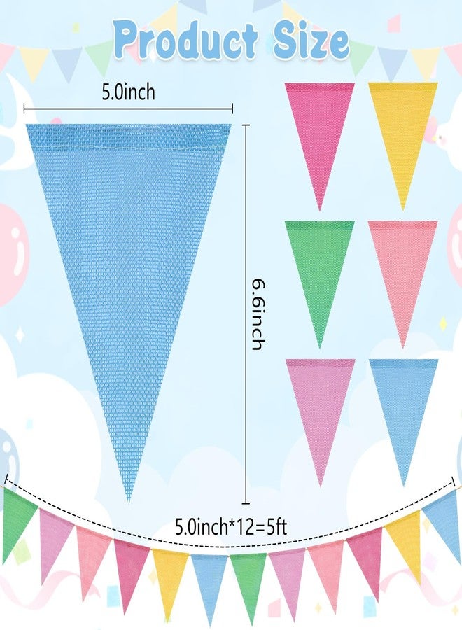 LEBERY 48 Flags Pennant Banner Flags Pastel Bunting Triangle Banner Rainbow Flags Hanging String Burlap Pennant Banners Garland for Outdoor Birthday Classroom Carnival Graduation Easter Patriotic Party Decor - Image 5