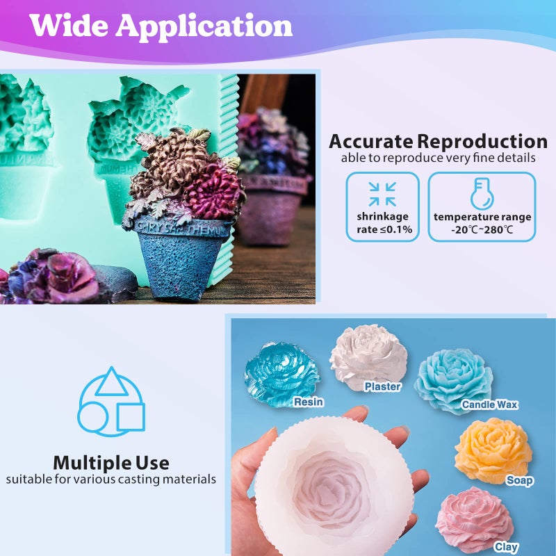 LET'S RESIN مجموعة صنع قوالب السيليكون LET'S RESIN - سيليكون شفاف غير سام - 20.46 أونصة من السيليكون المرن للغاية - مثالي للقوالب ثلاثية الأبعاد، قوالب الراتنج، قوالب السيليكون - تجفيف سريع خلال 4 ساعات - Image 4