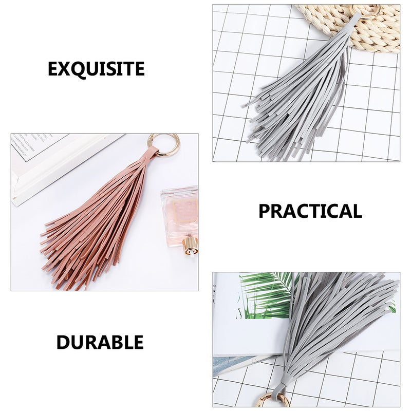 4 Pcs Leather Tassel Keychain Car Keyring Holder Wallet Purse Decor for Women Girls - Image 4