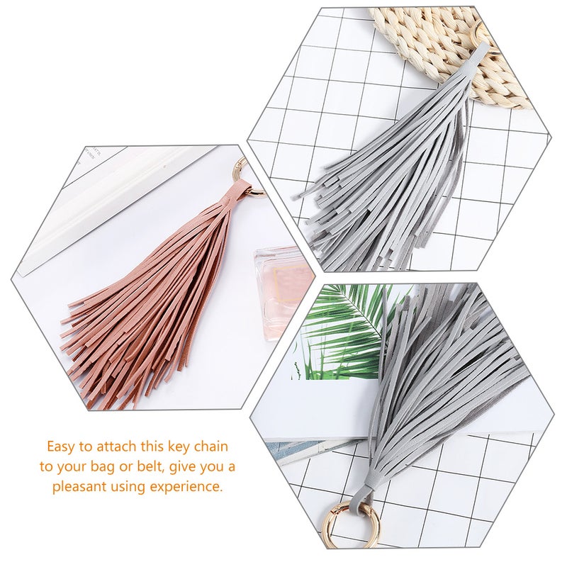 4 Pcs Leather Tassel Keychain Car Keyring Holder Wallet Purse Decor for Women Girls - Image 5