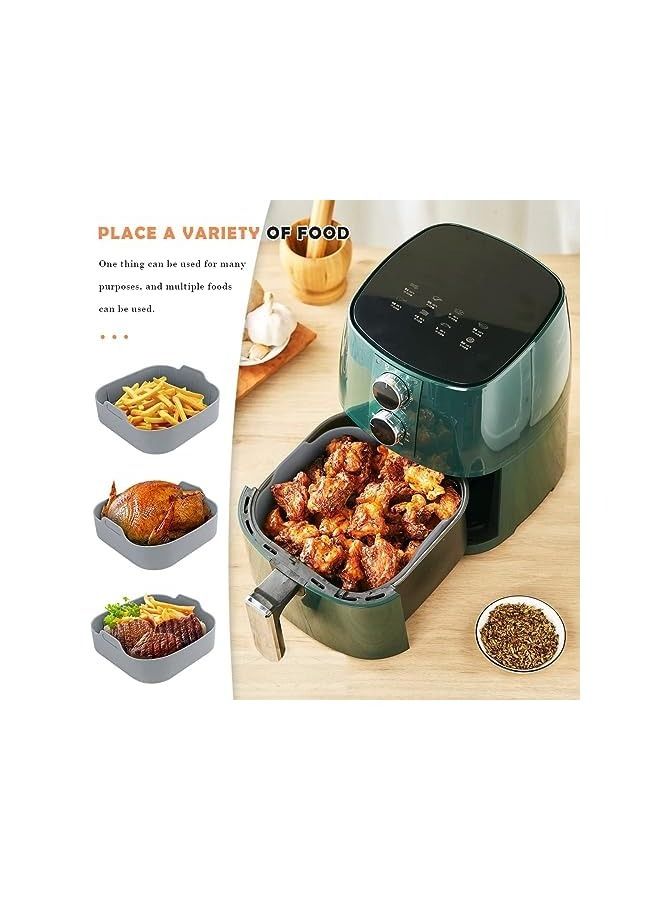 vesus Fryer Silicone Pot - Silicone Air Fryer Reusable Liners for 5.5 QT or Bigger Square, 8.1 Inch Food Safe Reusable Air Fryer Silicone Basket, Easy Cleaning Air Fryer Pan with Heat-proof Gloves - Image 4