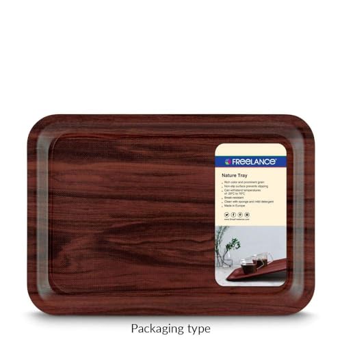 Freelance Nature Kraft Serving Tray Chestnut, 24.5x14 cm, Rectangle, Non-Slip Surface, Decorative Anti-Skid Kitchen & Dining/Coffee Table Trays for Breakfast/Food/Tea - Brown, Made in Europe - Image 3