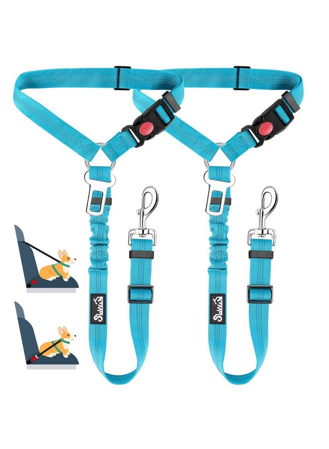 لوكوفي حزام أمان سيارة للكلاب من لوكوفي، قطعتان من حزام أمان مسند الرأس، أحزمة أمان قابلة للتعديل للحيوانات الأليفة مع حبل مرن عاكس لطوق تسخير الكلاب والسفر والاستخدام اليومي (أزرق تيفاني، مسند رأس + مشبك) - Image 1
