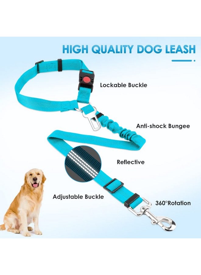 لوكوفي حزام أمان سيارة للكلاب من لوكوفي، قطعتان من حزام أمان مسند الرأس، أحزمة أمان قابلة للتعديل للحيوانات الأليفة مع حبل مرن عاكس لطوق تسخير الكلاب والسفر والاستخدام اليومي (أزرق تيفاني، مسند رأس + مشبك) - Image 3