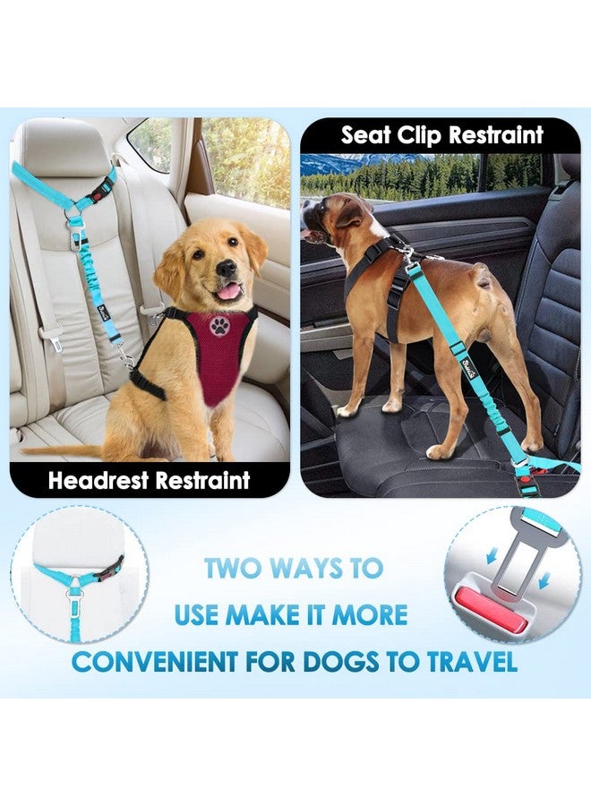 لوكوفي حزام أمان سيارة للكلاب من لوكوفي، قطعتان من حزام أمان مسند الرأس، أحزمة أمان قابلة للتعديل للحيوانات الأليفة مع حبل مرن عاكس لطوق تسخير الكلاب والسفر والاستخدام اليومي (أزرق تيفاني، مسند رأس + مشبك) - Image 2