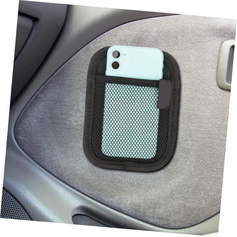 2Pcs Car Backseat Storage Bags Durable PU Material Sticky Mesh Organizer - Image 5
