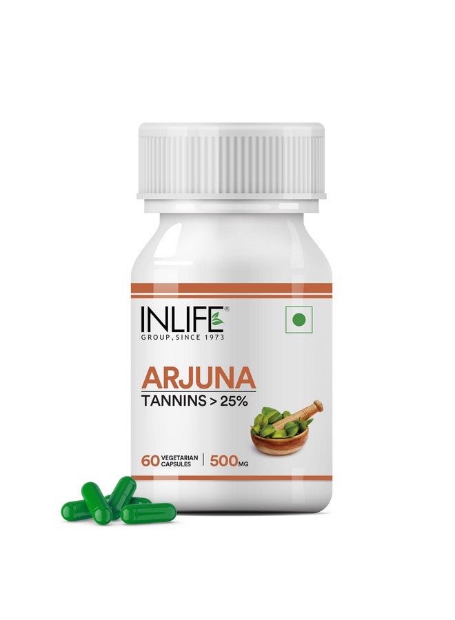 INLIFE Arjuna Capsules 500mg | Herbal Extract | Better Absorption & Reduced Additives than Tablets | Ayurvedic Supplement - 60 Vegetarian Capsules - Image 1
