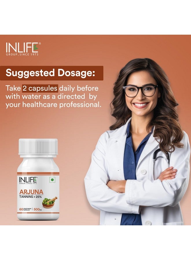 INLIFE Arjuna Capsules 500mg | Herbal Extract | Better Absorption & Reduced Additives than Tablets | Ayurvedic Supplement - 60 Vegetarian Capsules - Image 3