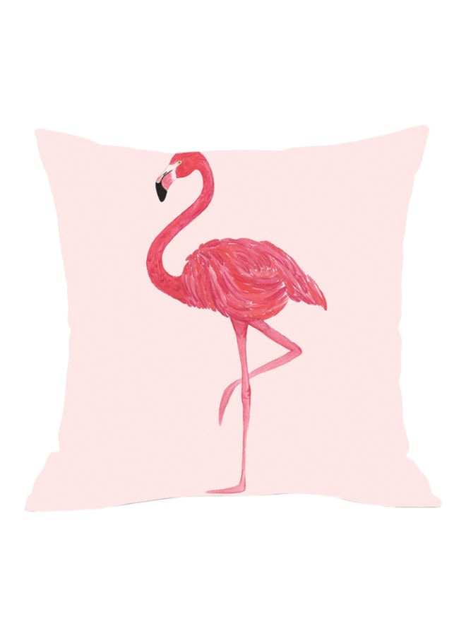 غطاء وسادة مطبوع عليه طائر الفلامنجو وردي/أسود 45x45سم