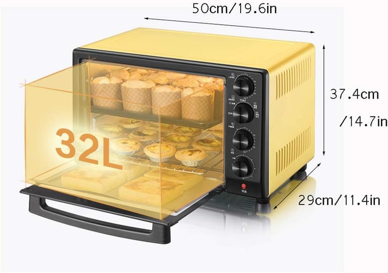 windforgecraft Toaster Oven, 1600W 220V 32L Household Mini Bread Baking Machine, Intelligent Timing Baking, Stainless Steel Accessories, Includes Baking Pan And Rack - Image 2