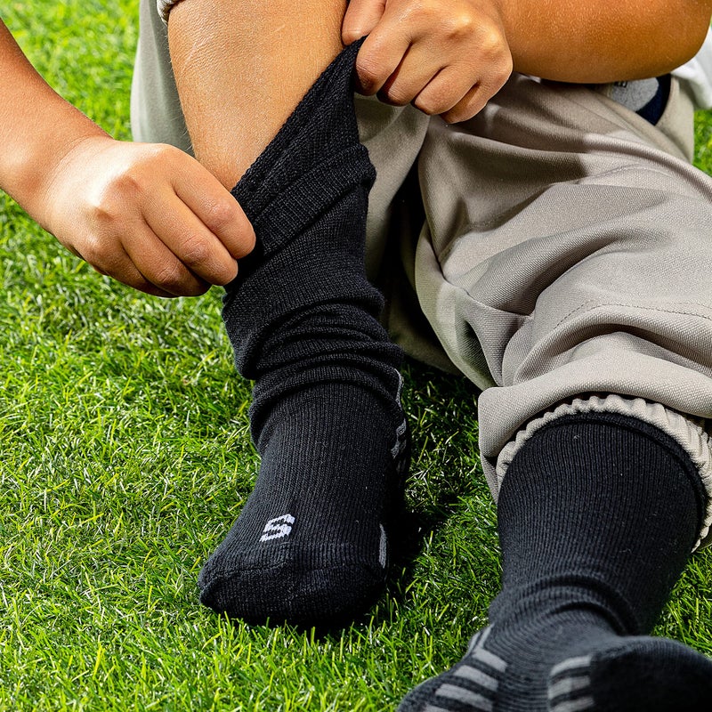 Franklin Sports Youth-Baseball+ Softball Socks - Black Baseball + Softball Knee Socks for Kids - Boys + Girls Tall Sports Socks - Youth Small - Image 4