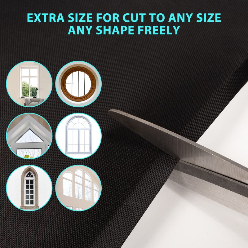 BCJJ Blackout Curtains, Portable Window Curtain Shade 100% Black Out Room Darkening Light Blocking Drapes for Bedroom Living Room - Black & Silver - Image 4