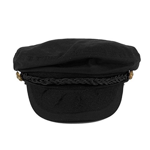 SK Hat shop قبعة صياد يوناني صيفية من القطن للرجال سائق فلاح مسطحة S/M سوداء - Image 3