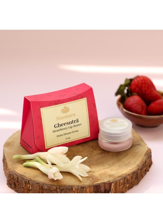 Shankara Gheesutrā Strawberry Lip Butter, Ayurvedic Lip Balm for Soothing Dry, Inflamed, and Chapped Lips - Nourishment, Moisturizing, and Hydration up to 12 Hours- 3ml - Image 4