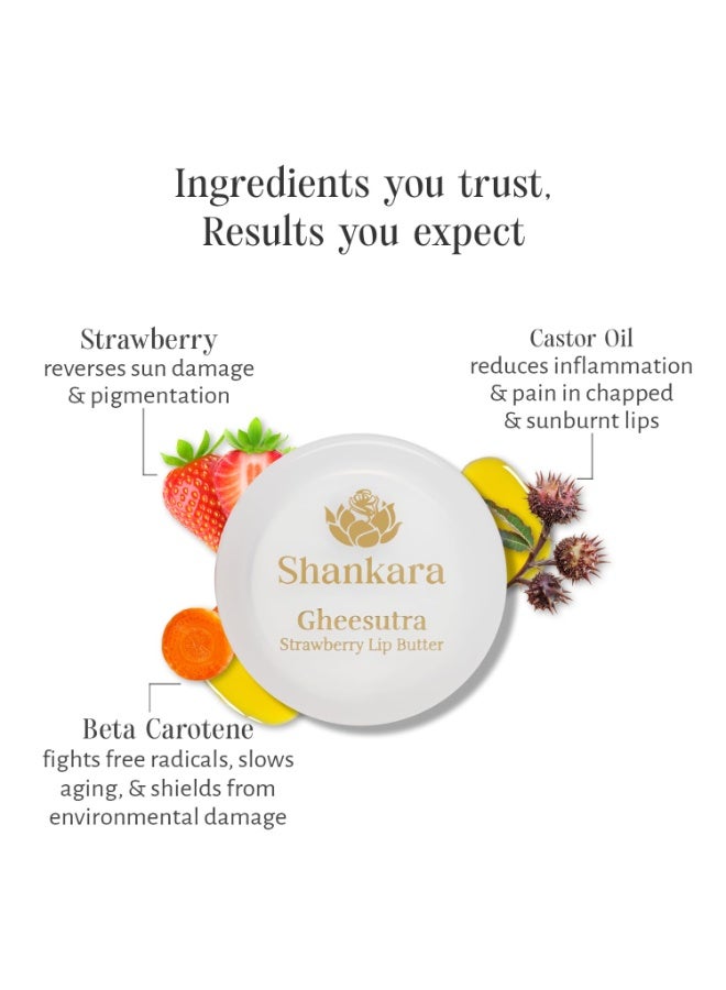 Shankara Gheesutrā Strawberry Lip Butter, Ayurvedic Lip Balm for Soothing Dry, Inflamed, and Chapped Lips - Nourishment, Moisturizing, and Hydration up to 12 Hours- 3ml - Image 3