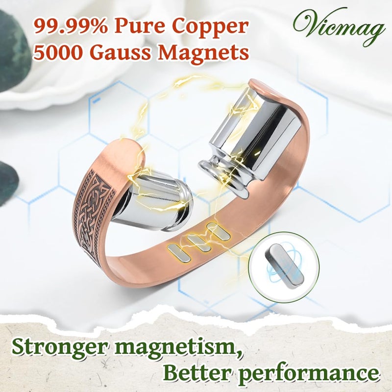 Vicmag Copper Bracelet for Men 9X Strength Magnetic 99% Pure Copper with 5000 Gauss Magnets, Tree of Life Present Box Adjustable(Viking Tree) - Image 4