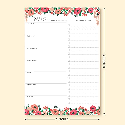 Sweetzer & Orange Floral Weekly Meal Planner and Grocery List Magnetic Notepad. 7x10” Meal Planning Pad with Tear Off Shopping List. Plan Weekly Menu Food for Weight Loss or Dinner List for Family! - Image 2