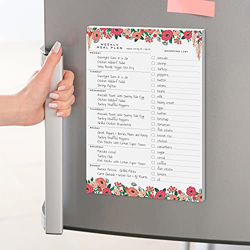 Sweetzer & Orange Floral Weekly Meal Planner and Grocery List Magnetic Notepad. 7x10” Meal Planning Pad with Tear Off Shopping List. Plan Weekly Menu Food for Weight Loss or Dinner List for Family! - Image 3