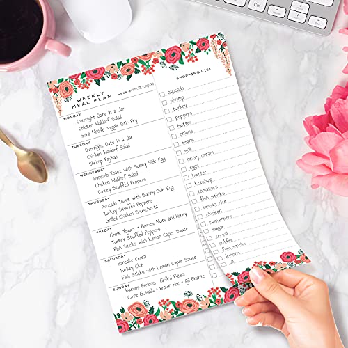 Sweetzer & Orange Floral Weekly Meal Planner and Grocery List Magnetic Notepad. 7x10” Meal Planning Pad with Tear Off Shopping List. Plan Weekly Menu Food for Weight Loss or Dinner List for Family! - Image 4