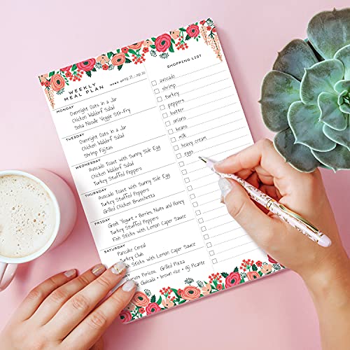 Sweetzer & Orange Floral Weekly Meal Planner and Grocery List Magnetic Notepad. 7x10” Meal Planning Pad with Tear Off Shopping List. Plan Weekly Menu Food for Weight Loss or Dinner List for Family! - Image 5