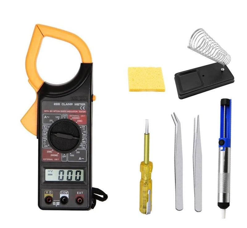 CRAFTS HAVELI CRAFTS HAVELI Combo of Digital Meter DT266 Iron Stand Sponge Tweezer 2Pc Tester Soldering Pump  - Image 1