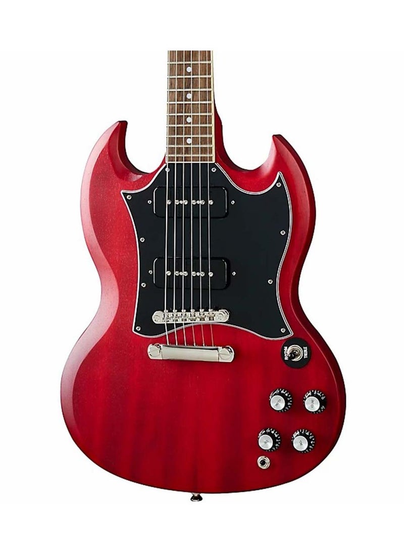 Epiphone جيتار كهربائي صلب بجسم من خشب الماهوجني ورقبة من خشب الماهوجني ولوحة أصابع من نبات الغار الهندي و2 بيك اب P-90 - عنابي لامع - Image 2