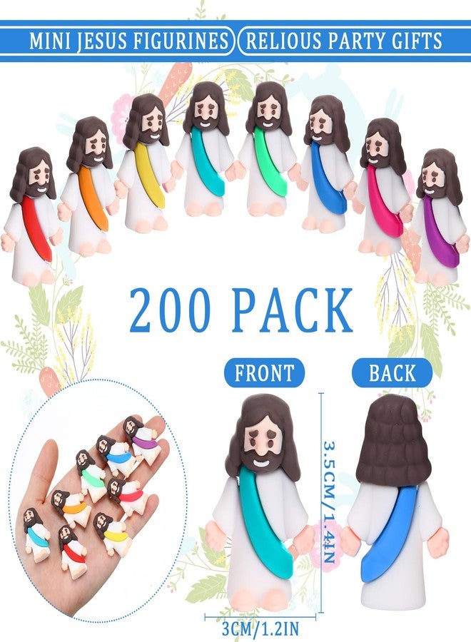 Barydat 200 Pack Mini Jesus Figurines Bulk Tiny Jesus Figures Pocket Rubber Toys to Hide and Seek Christ Savior Religious Party Favors for Easter Church Sunday School Baptism Gifts(Bright Color) - Image 2
