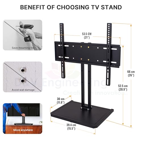 D&V ENGINEERING - Creative in innovation D&V Engineering Metal Tabletop TV Mount Stand | Universal TV Stand for 32-65” TVs | 3-Level Height Adjustable | Supports Up to 40kg | Max VESA 500x400mm | Sturdy Base & Easy Installation - Image 2