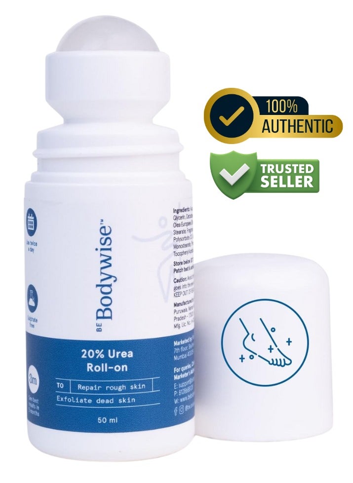 Be Bodywise 20% Urea Foot Cream Roll On For Dry & Cracked Heels, 50ml  - Image 1