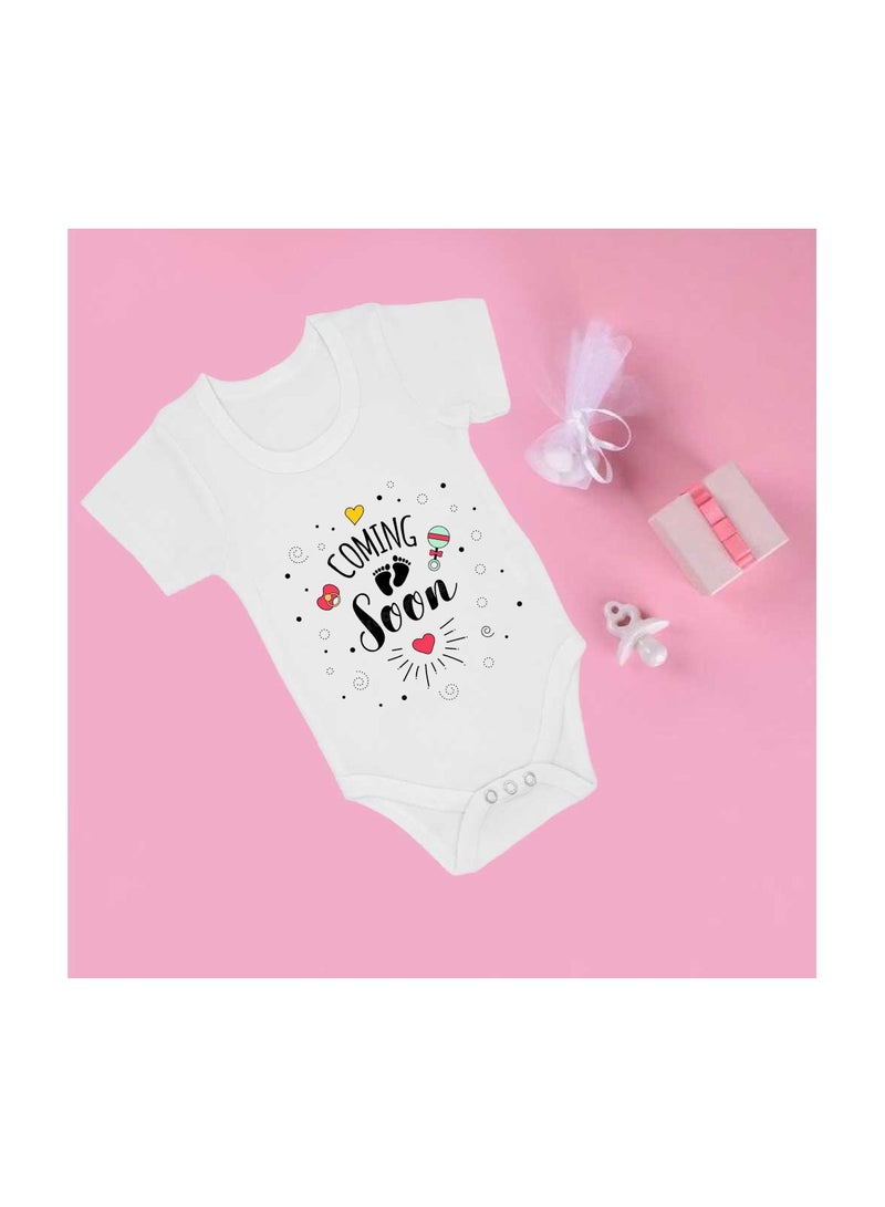Baby Romper Coming Soon Design–Soft Cotton Short Sleeve Bodysuit For Boys And Girls–Comfortable Unisex Baby Onesie For Newborns,Infants And Toddlers
