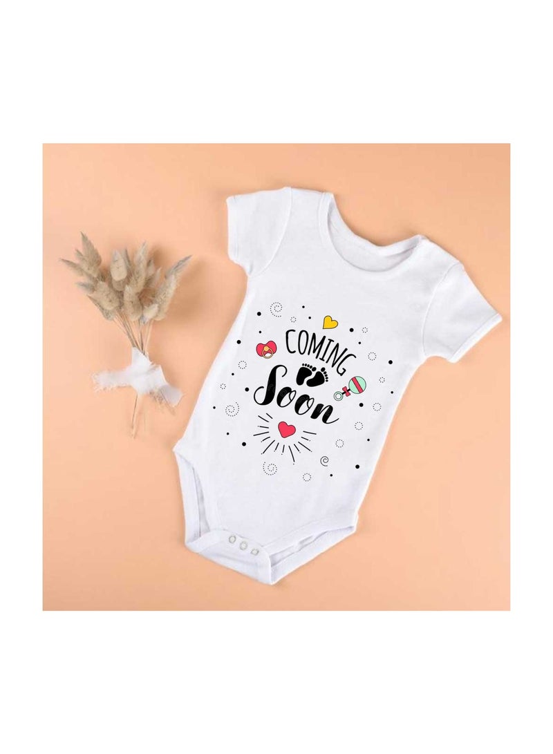 Baby Romper Coming Soon Design–Soft Cotton Short Sleeve Bodysuit For Boys And Girls–Comfortable Unisex Baby Onesie For Newborns,Infants And Toddlers
