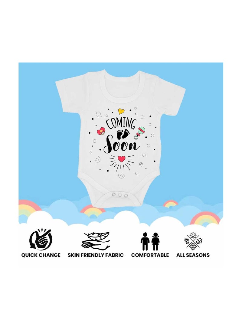 Baby Romper Coming Soon Design–Soft Cotton Short Sleeve Bodysuit For Boys And Girls–Comfortable Unisex Baby Onesie For Newborns,Infants And Toddlers