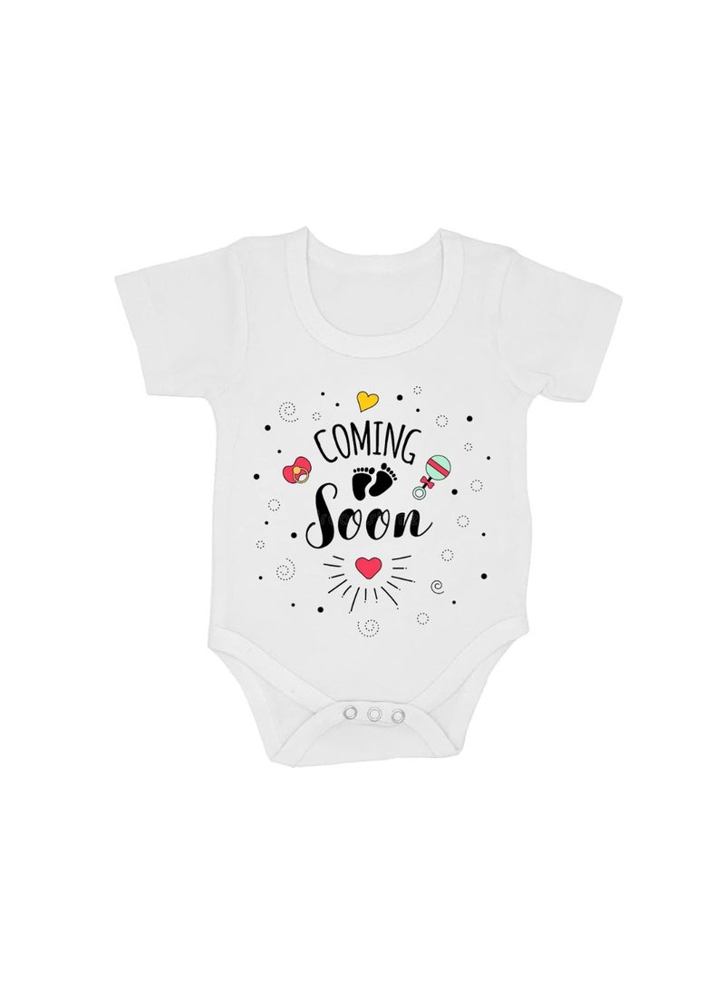 Baby Romper Coming Soon Design–Soft Cotton Short Sleeve Bodysuit For Boys And Girls–Comfortable Unisex Baby Onesie For Newborns,Infants And Toddlers