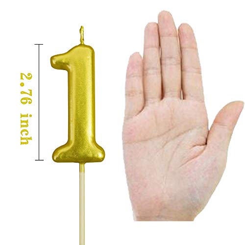 Balloonistics Gold Number 1 Birthday Candle - Elegant Metallic One Numeral Candle for 1st Birthday & Anniversary Cake Decoration - Image 2