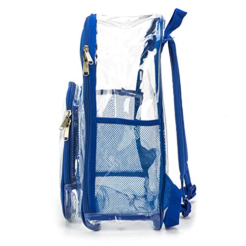 K-Cliffs Clear Backpack Heavy Duty See Through Student Bookbag Large Durable School Bag Quality Transparent PVC Travel Security Workbag Royal Blue - Image 4