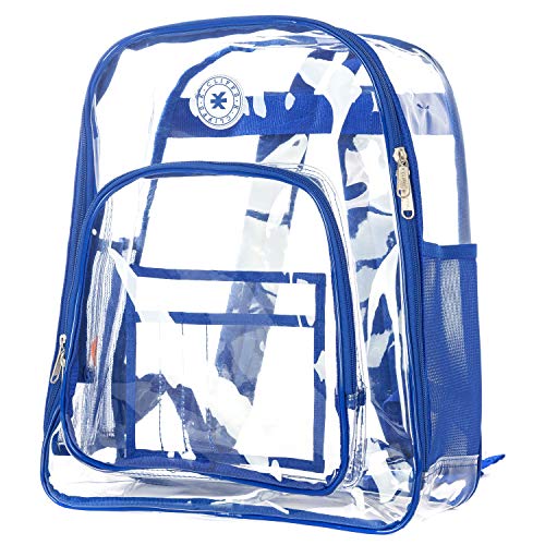 K-Cliffs Clear Backpack Heavy Duty See Through Student Bookbag Large Durable School Bag Quality Transparent PVC Travel Security Workbag Royal Blue - Image 2